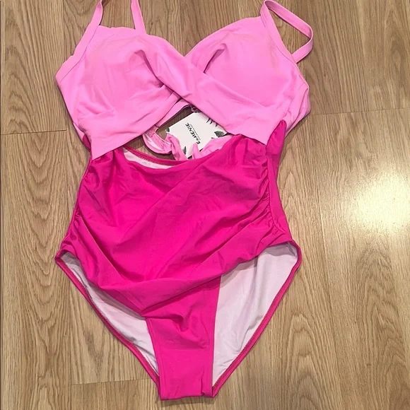NWT Vibrant Pink One-Piece Swimsuit Size Large - Picture 10 of 15